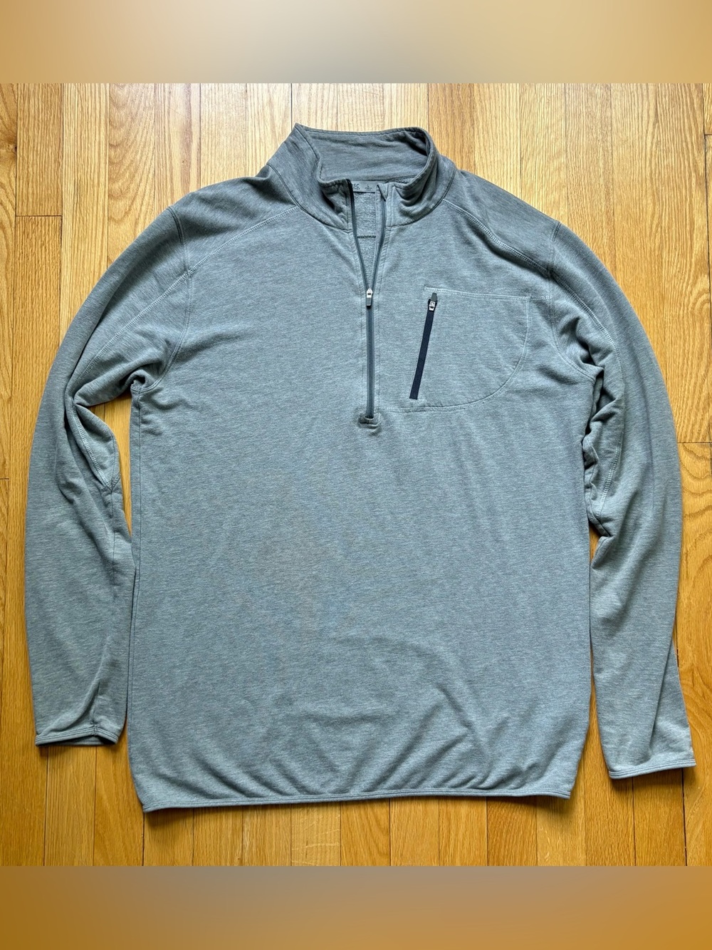 Tasc Performance Men’s 1/4 Zip Organic Cotton Bamboo Pullover Large Gray Solid